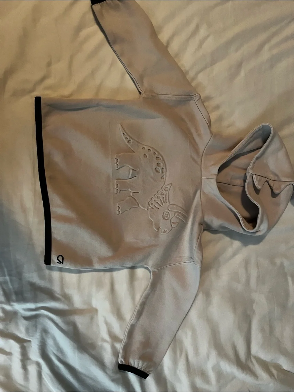 Gap KidsLight Gray Hoodie with Embossed Dinosaur Detail